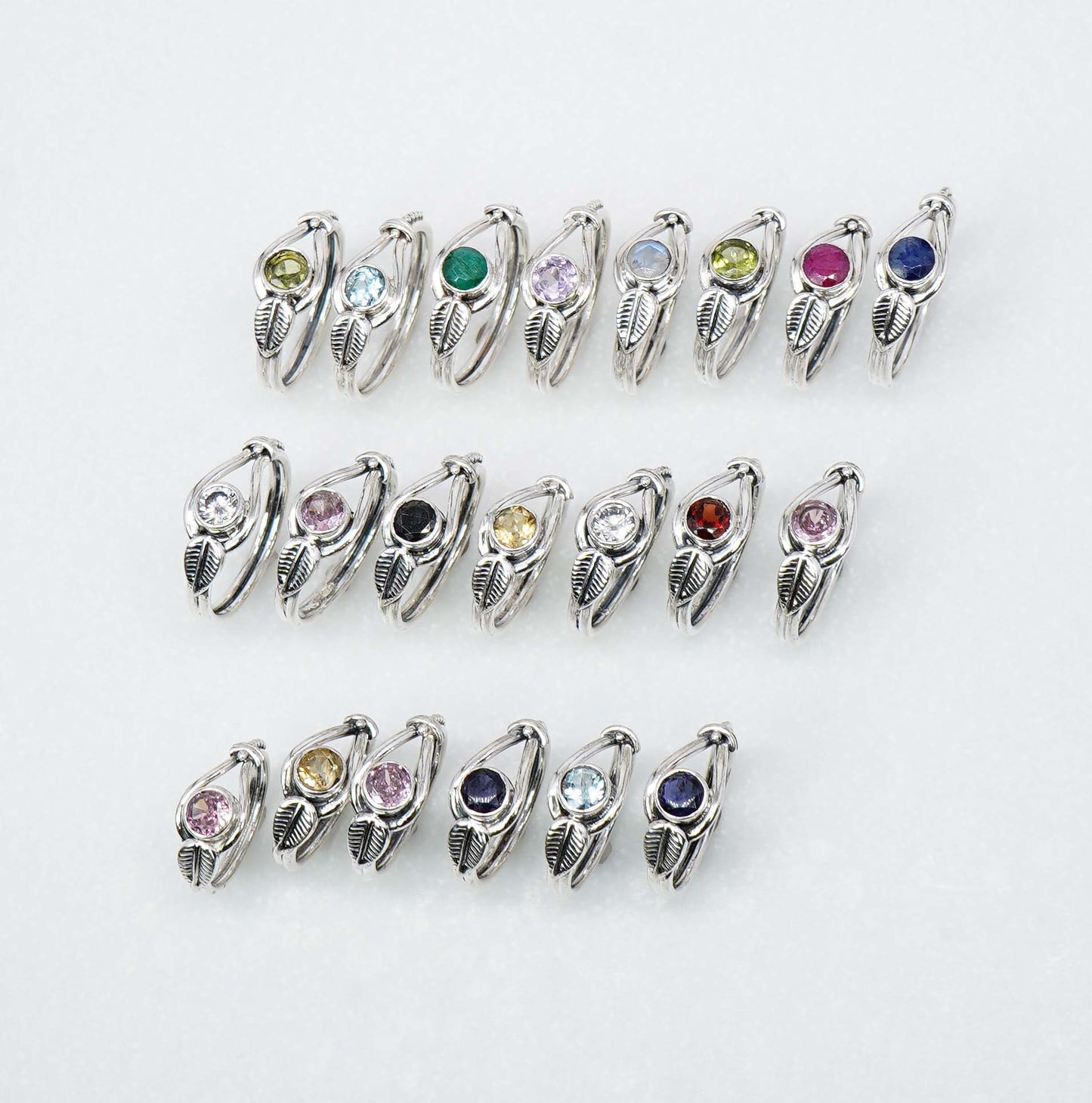 Wholesale 925 21PC Solid Sterling Silver Peridot Blue Topaz Mixstone Ring Lot