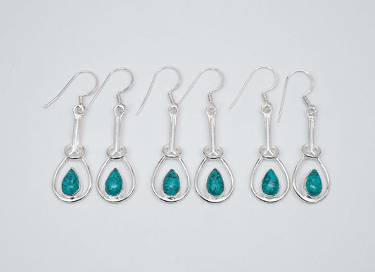 Wholesale 925 3PR Solid Sterling Silver Blue Turquoise Hook Earring Lot