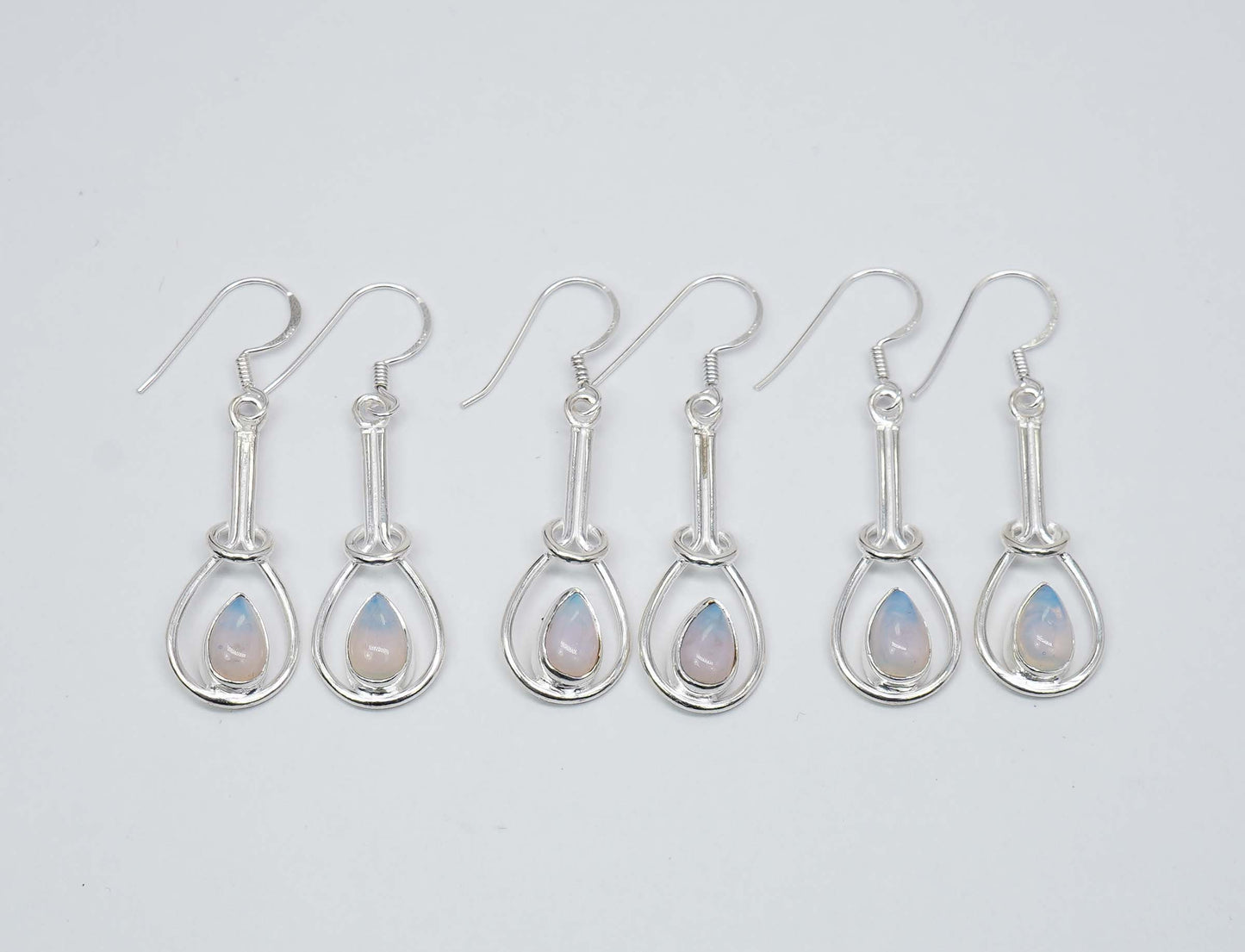 Wholesale 925 3PR Solid Sterling Silver Milky Opalite Hook Earring Lot