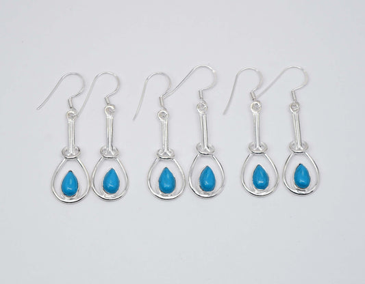 Wholesale 925 3PR Sterling Silver Sleeping Beauty Turquoise Hook Earring Lot