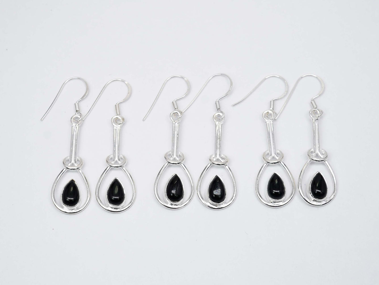 Wholesale 925 3PR Solid Sterling Silver Black Onyx Hook Earring Lot