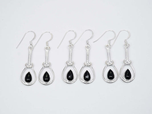Wholesale 925 3PR Solid Sterling Silver Black Onyx Hook Earring Lot