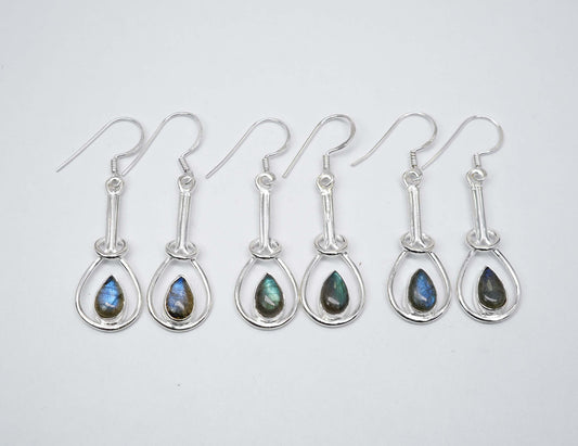 Wholesale 925 3PR Solid Sterling Silver Labradorite Hook Earring Lot