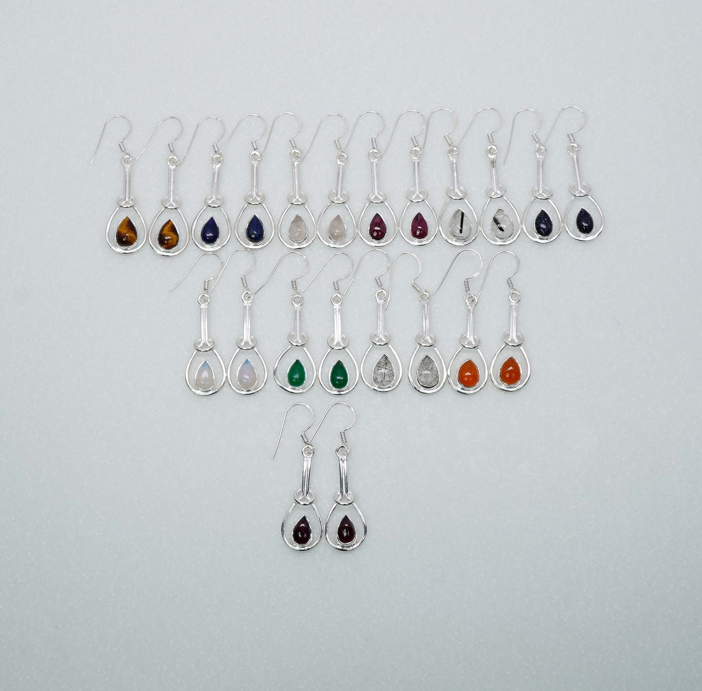 Wholesale 925 11PR Sterling Silver Pink Rose Quartz Mix Hook Earring Lot