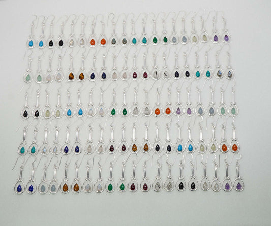 Wholesale 925 50PR Sterling Silver Pink Rose Quartz Mix Hook Earring Lot