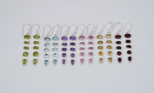 Wholesale 925 5PR Sterling Silver Cut Citrine Amethyst Mix Hook Earring Lot
