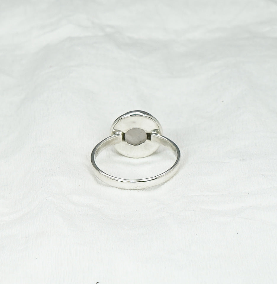 925 Solid Sterling Silver Pink Rose Quartz Ring - 9 US
