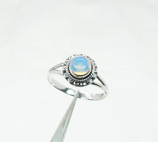 925 Solid Sterling Silver Milky Opalite Ring - 9 US
