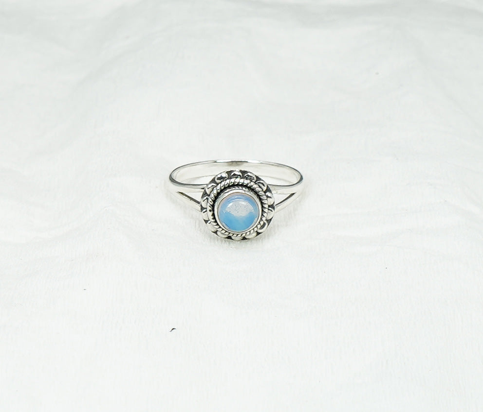 925 Solid Sterling Silver Milky Opalite Ring - 9 US