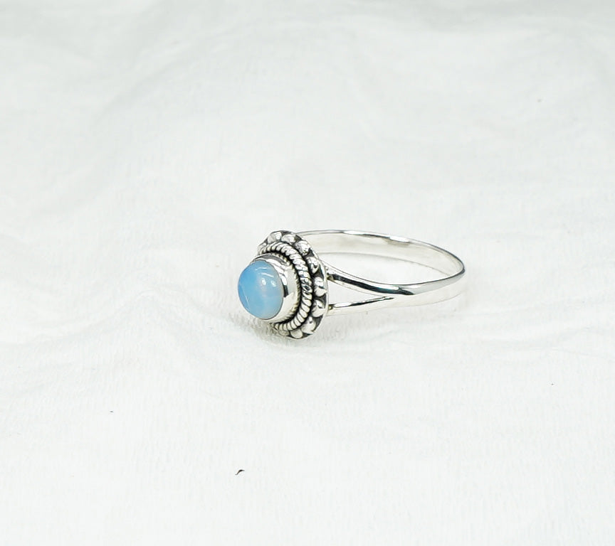 925 Solid Sterling Silver Milky Opalite Ring - 9 US