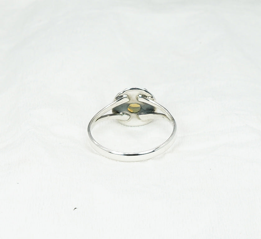925 Solid Sterling Silver Milky Opalite Ring - 9 US