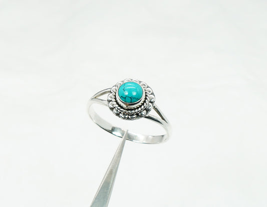 925 Solid Sterling Silver Blue Turquoise Ring - 10 US