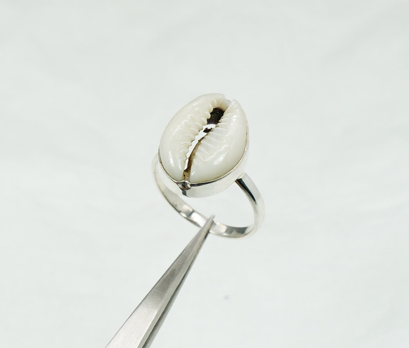 925 Solid Sterling Silver Cowrie Shell Ring - 5 US