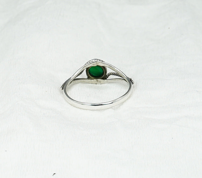 925 Solid Sterling Silver Green Onyx Ring - 7 US
