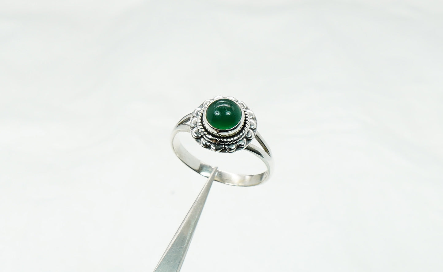 925 Solid Sterling Silver Green Onyx Ring - 6 US