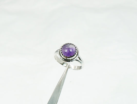 925 Solid Sterling Silver Purple Amethyst Ring - 5 US