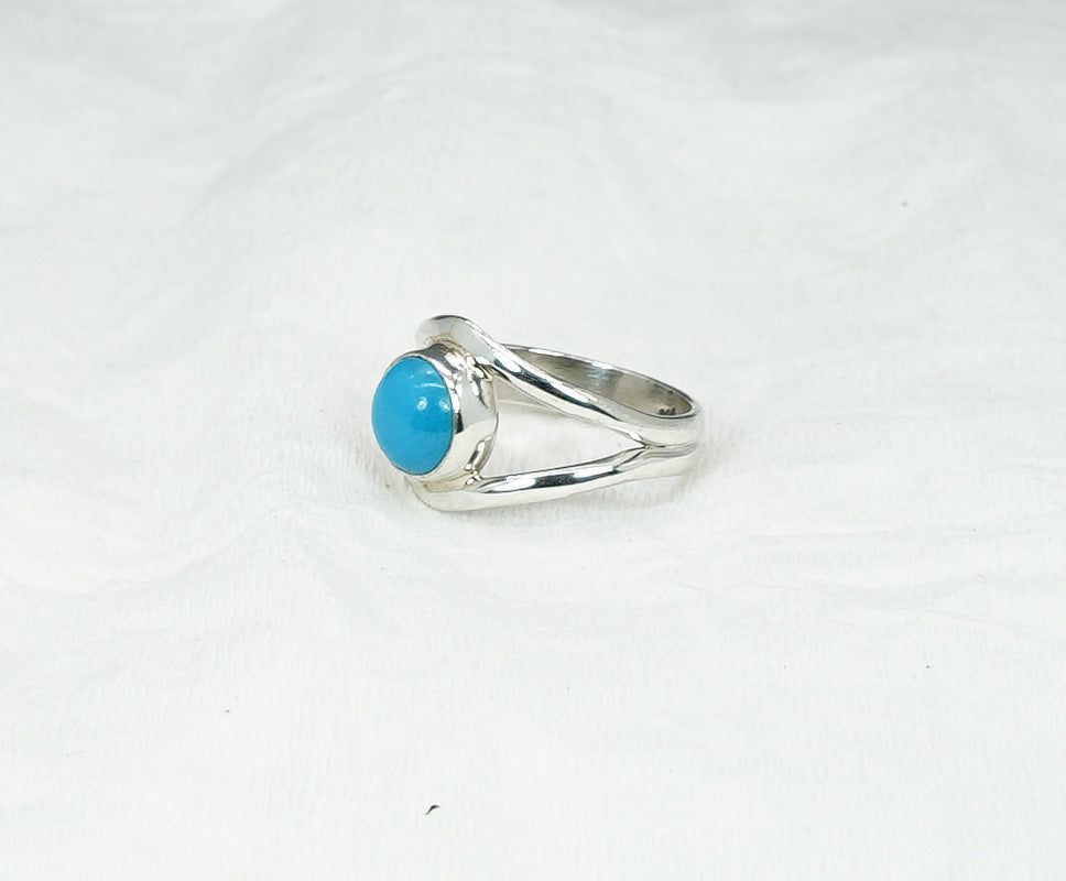 925 Solid Sterling Silver Sleeping Beauty Turquoise Ring - 7 US