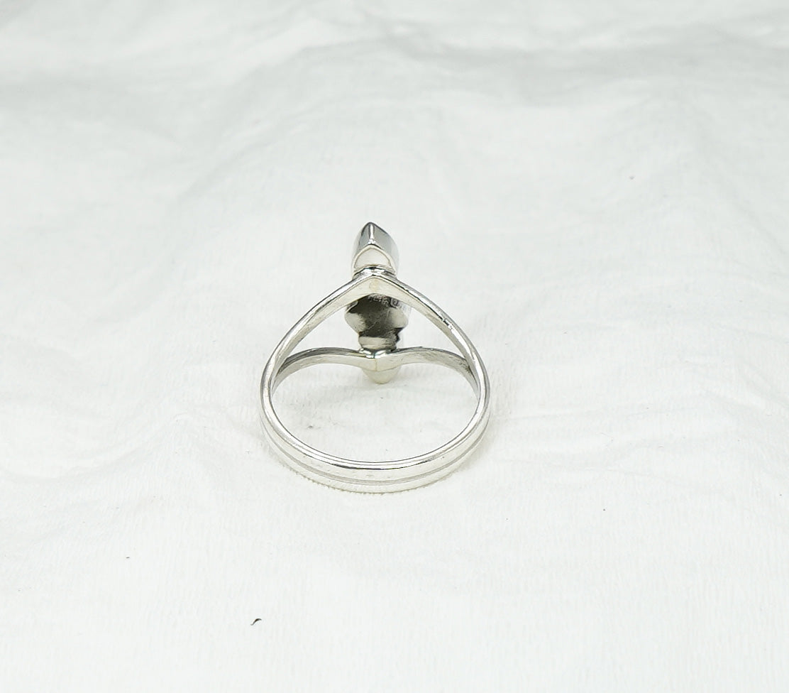 925 Solid Sterling Silver Cut Purple Amethyst Peridot Blue Topaz Ring - 8 US