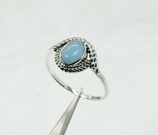 925 Solid Sterling Silver Blue Chalcedony Ring - 11 US