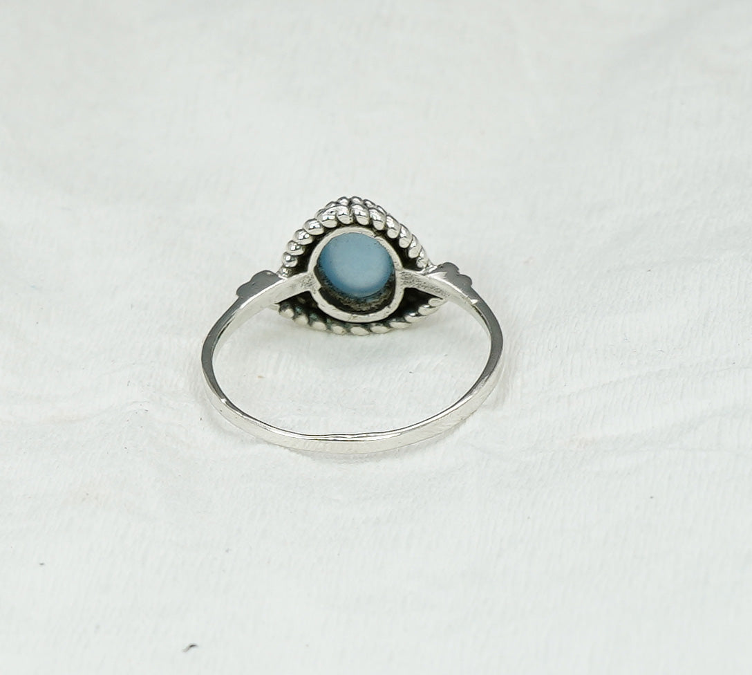 925 Solid Sterling Silver Blue Chalcedony Ring - 11 US