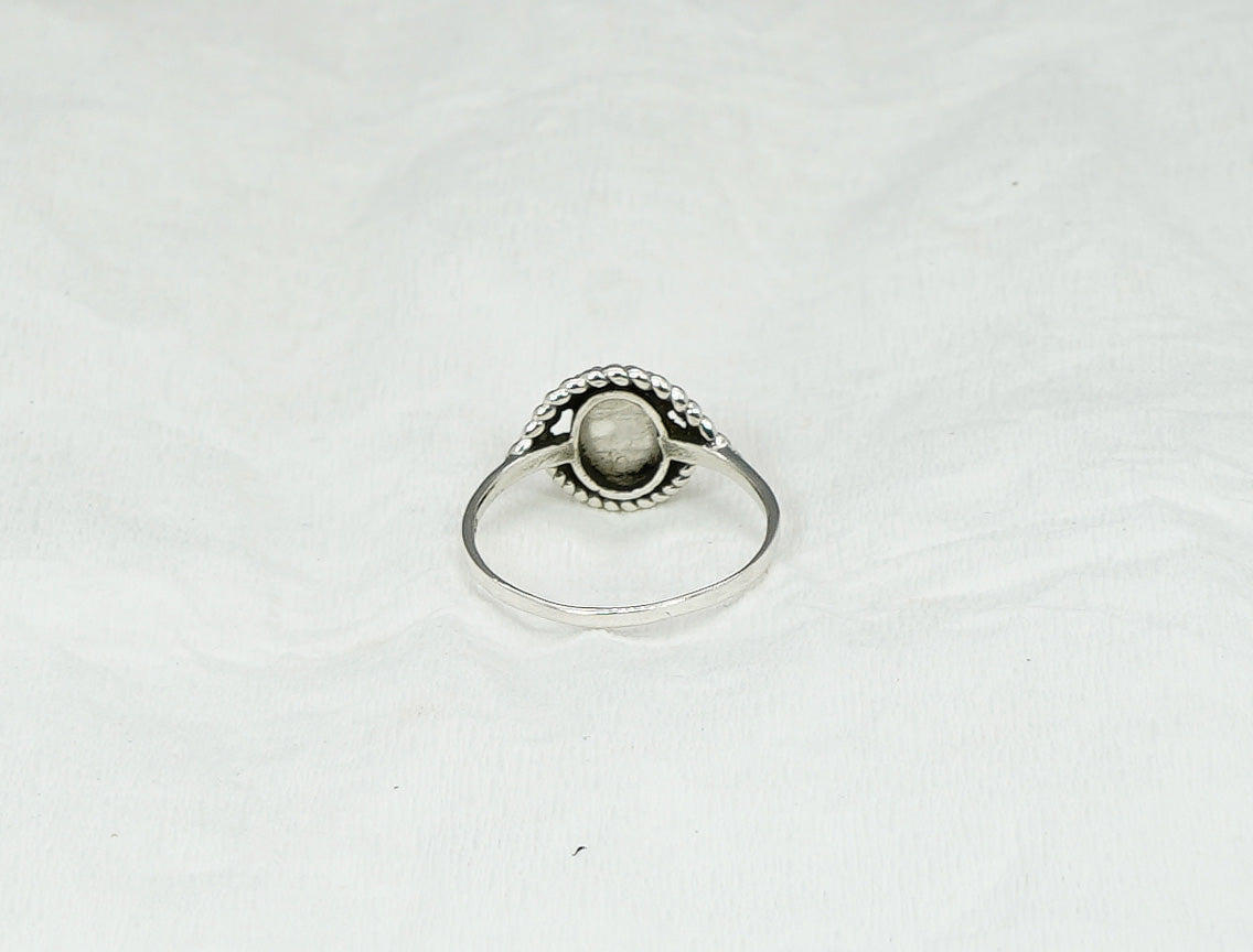 925 Solid Sterling Silver White Rainbow Moonstone Ring - 11 US