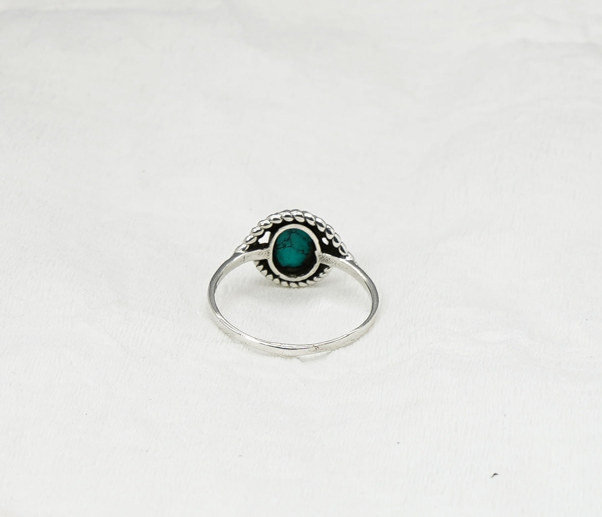 925 Solid Sterling Silver Blue Turquoise Ring - 10 US