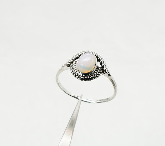 925 Solid Sterling Silver Milky Opalite Ring - 11 US