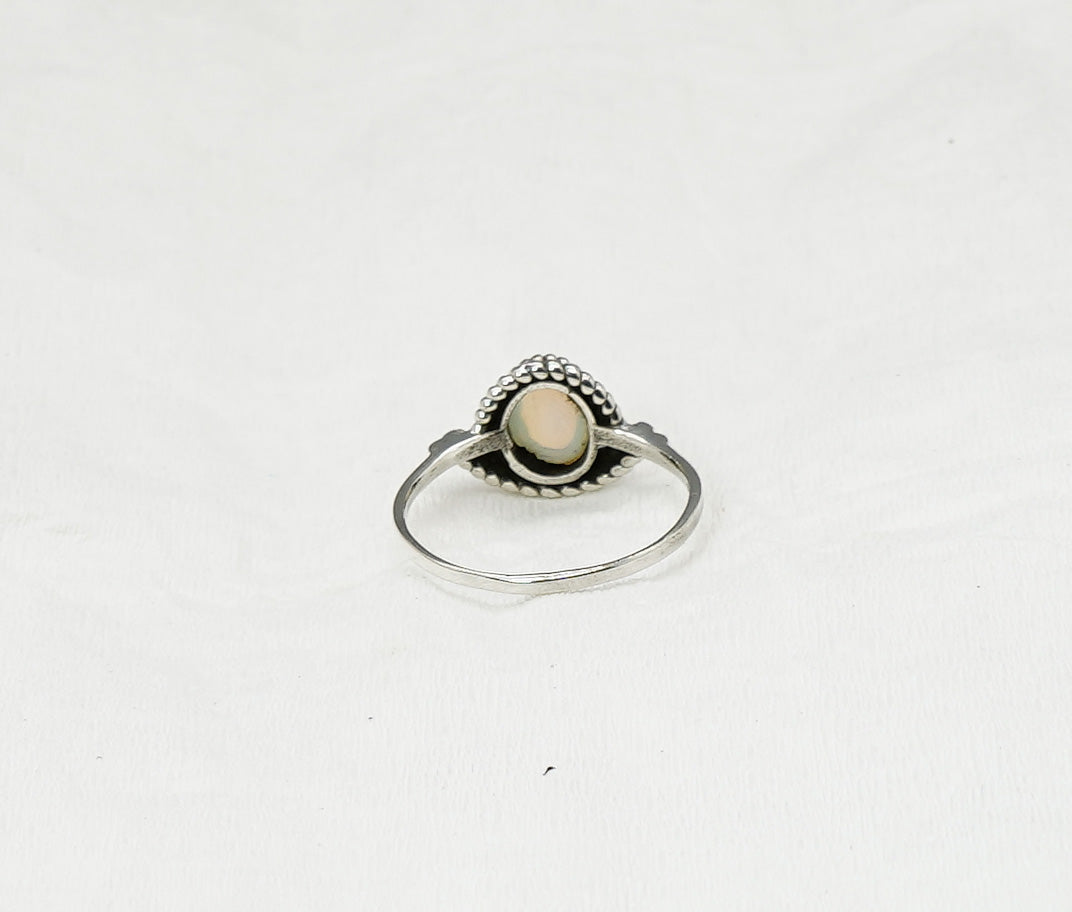 925 Solid Sterling Silver Milky Opalite Ring - 11 US