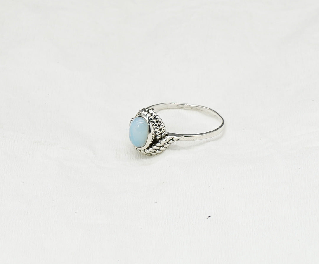 925 Solid Sterling Silver Milky Opalite Ring - 11 US