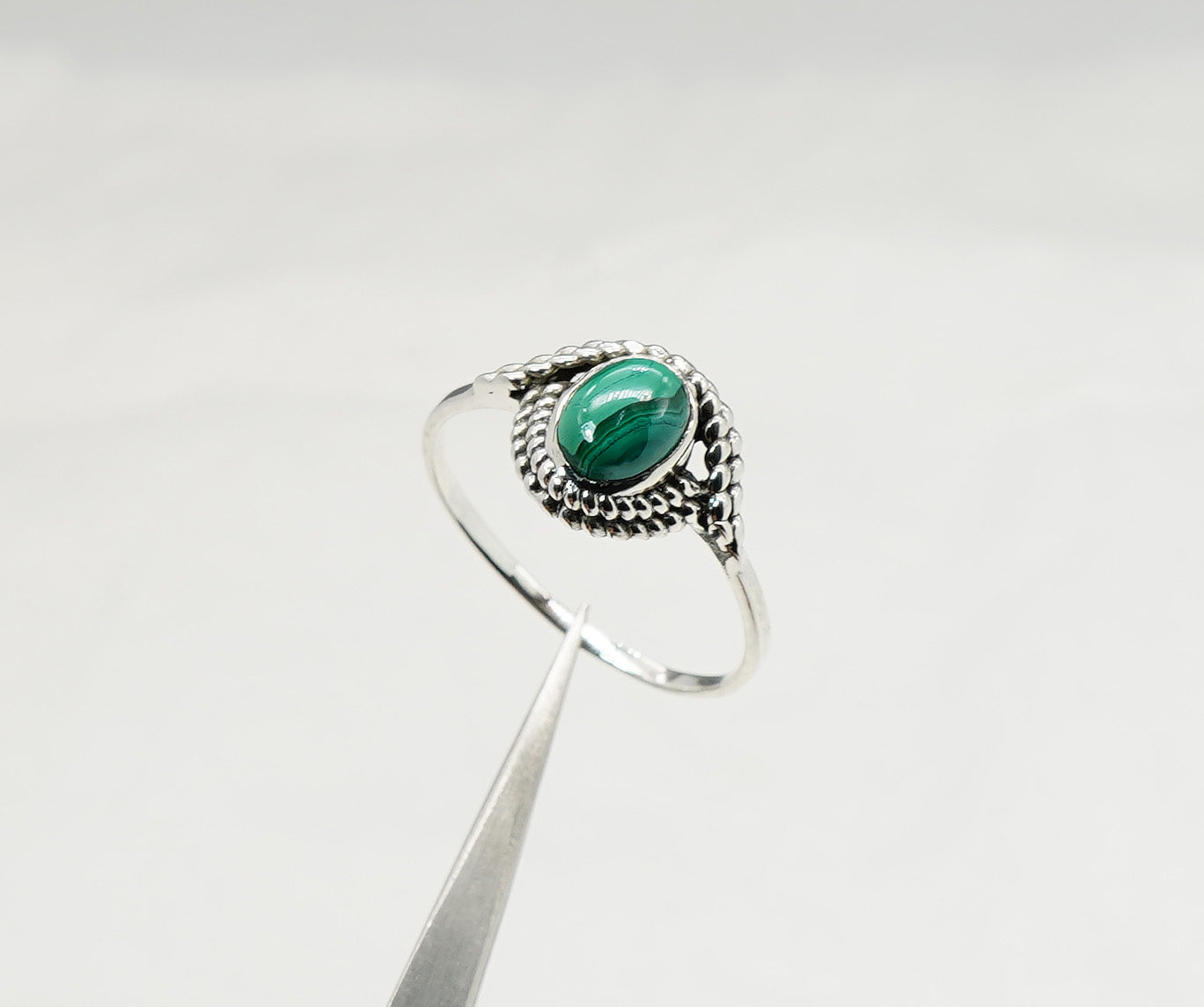 925 Solid Sterling Silver Green Malachite Ring - 11 US