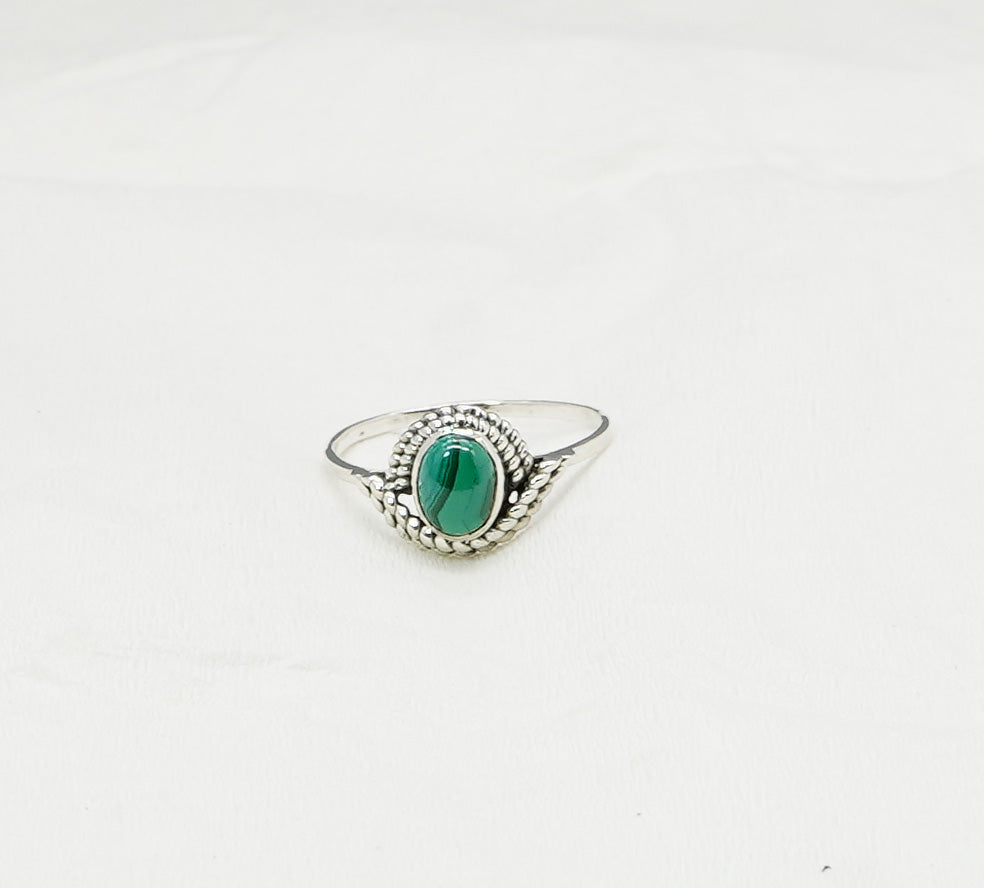 925 Solid Sterling Silver Green Malachite Ring - 11 US