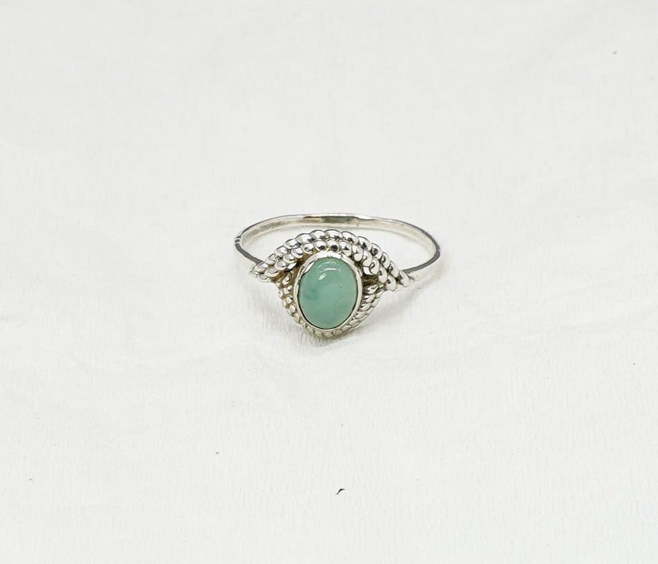925 Solid Sterling Silver Aqua Chalcedony Ring - 11 US