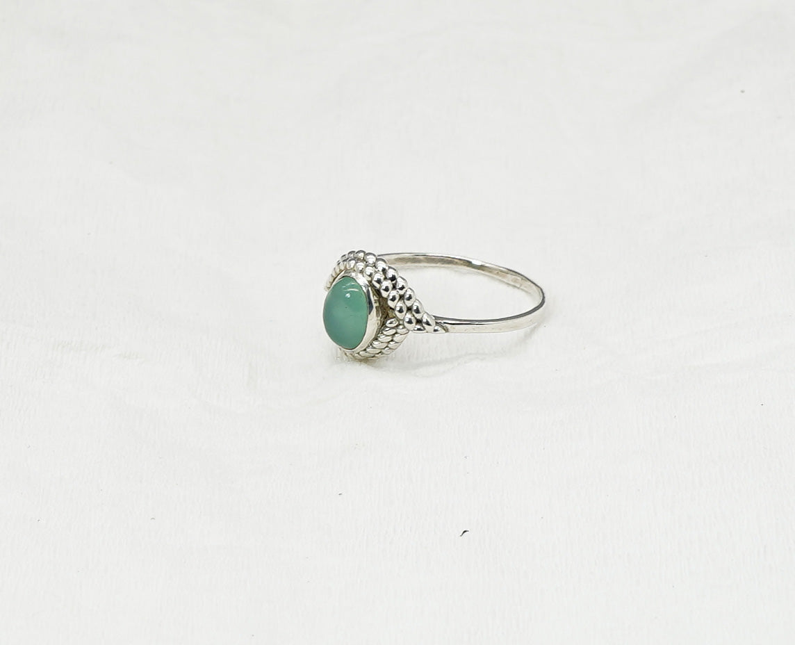 925 Solid Sterling Silver Aqua Chalcedony Ring - 11 US