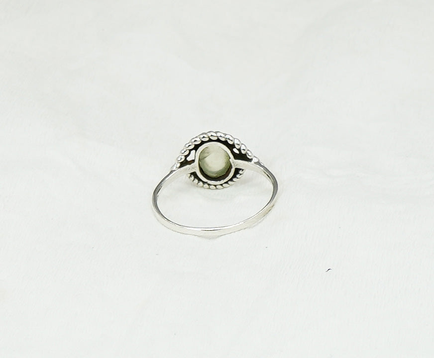 925 Solid Sterling Silver Green Prehnite Ring - 11 US