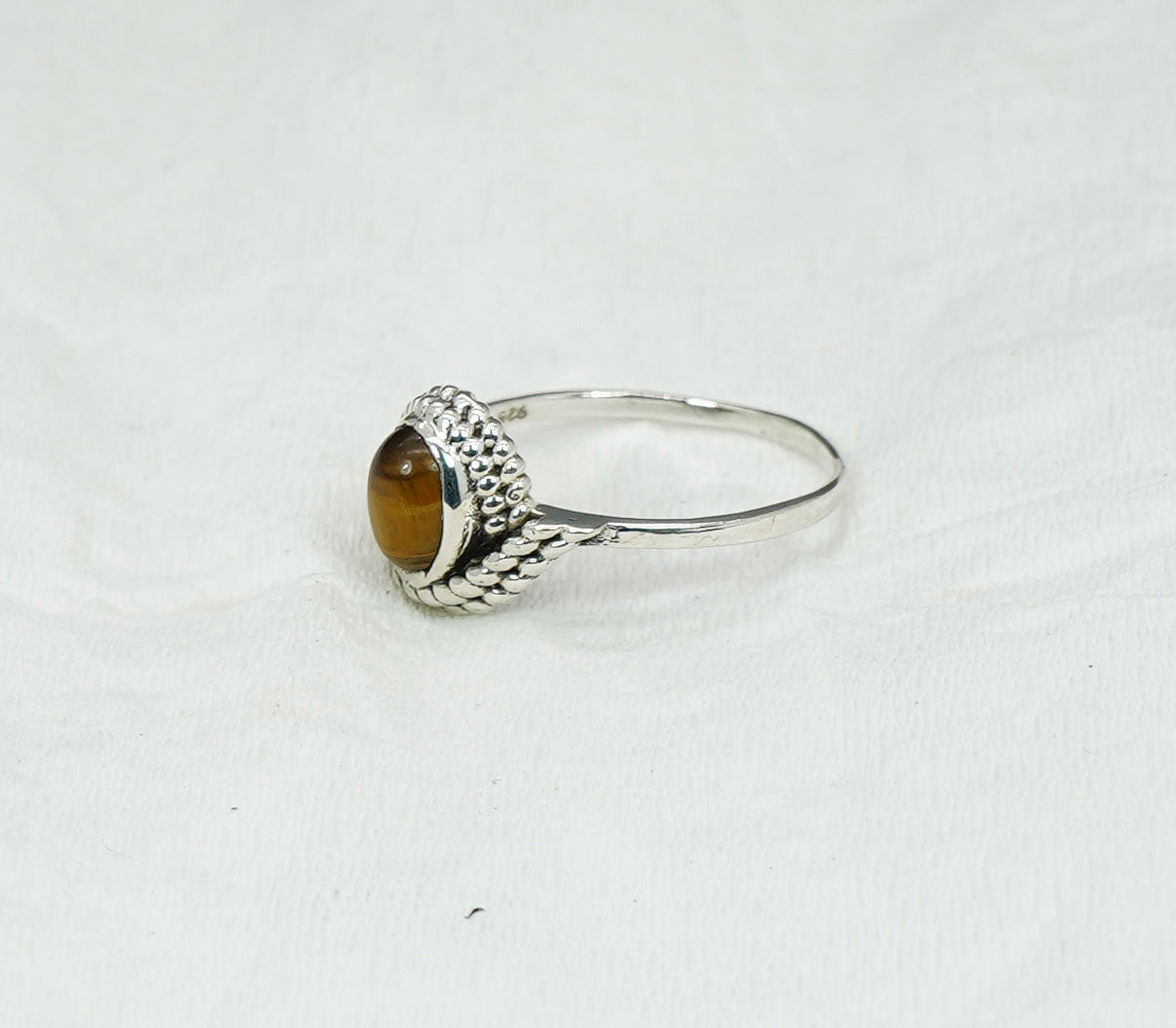 925 Solid Sterling Silver Tiger Eye Ring - 11 US