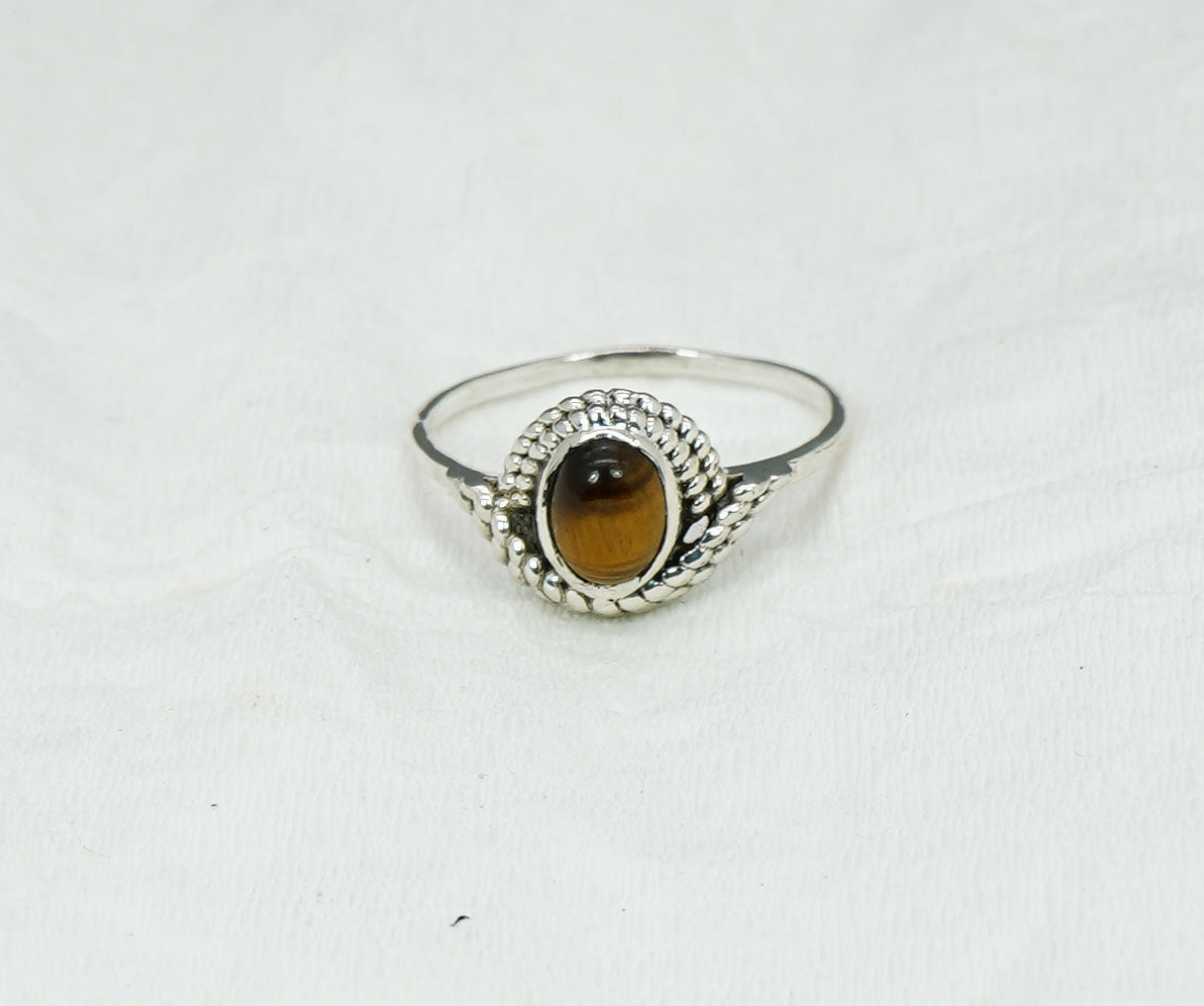 925 Solid Sterling Silver Tiger Eye Ring - 11 US
