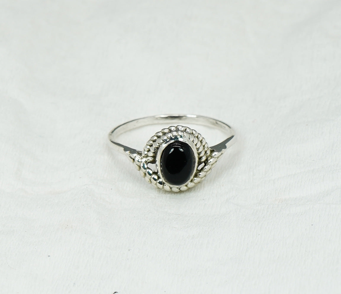 925 Solid Sterling Silver Black Onyx Ring - 11 US