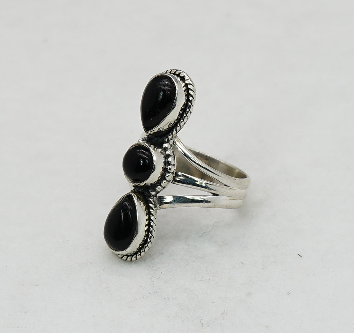 925 Solid Sterling Silver Black Onyx Ring - 8 US