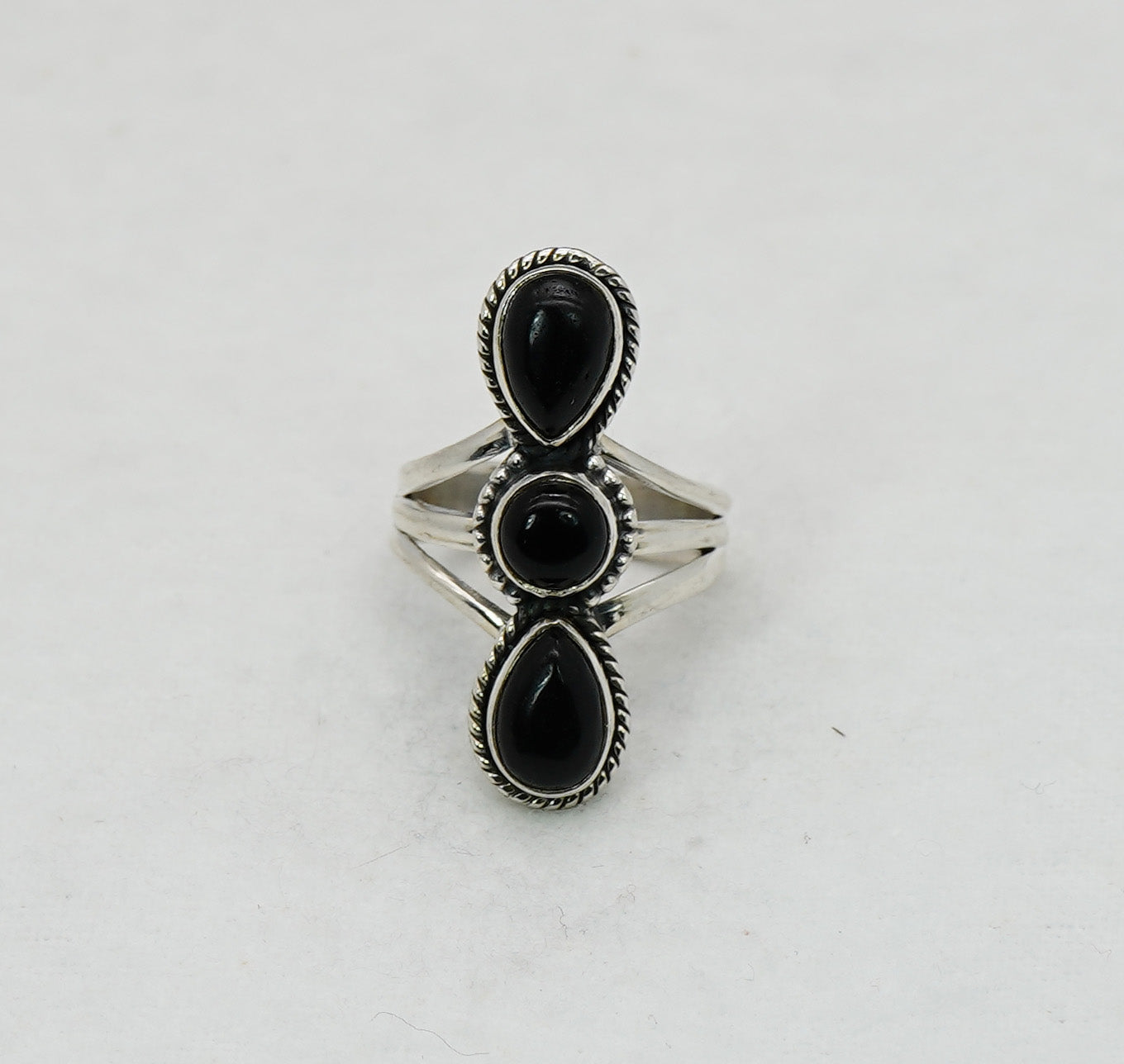 925 Solid Sterling Silver Black Onyx Ring - 8 US