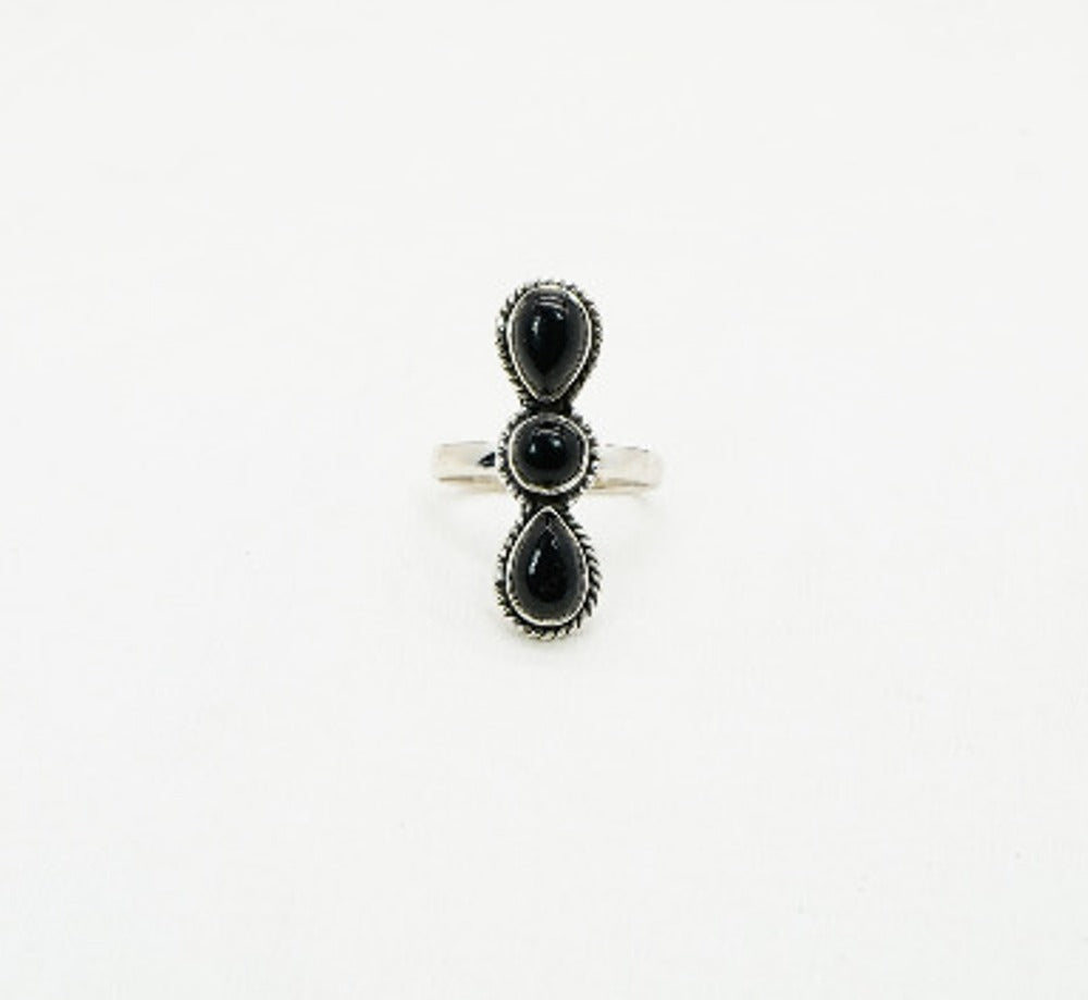 925 Solid Sterling Silver Black Onyx Ring - 8 US