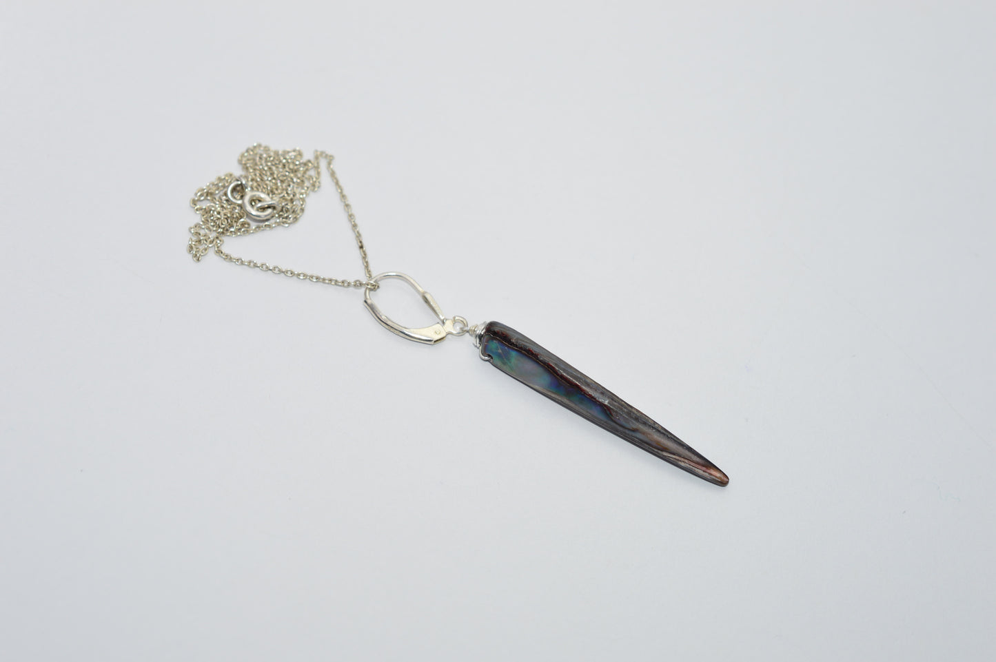 925 SOLID STERLING SILVER ABALONE SHELL CHAIN PENDANT - 18.3 INCH