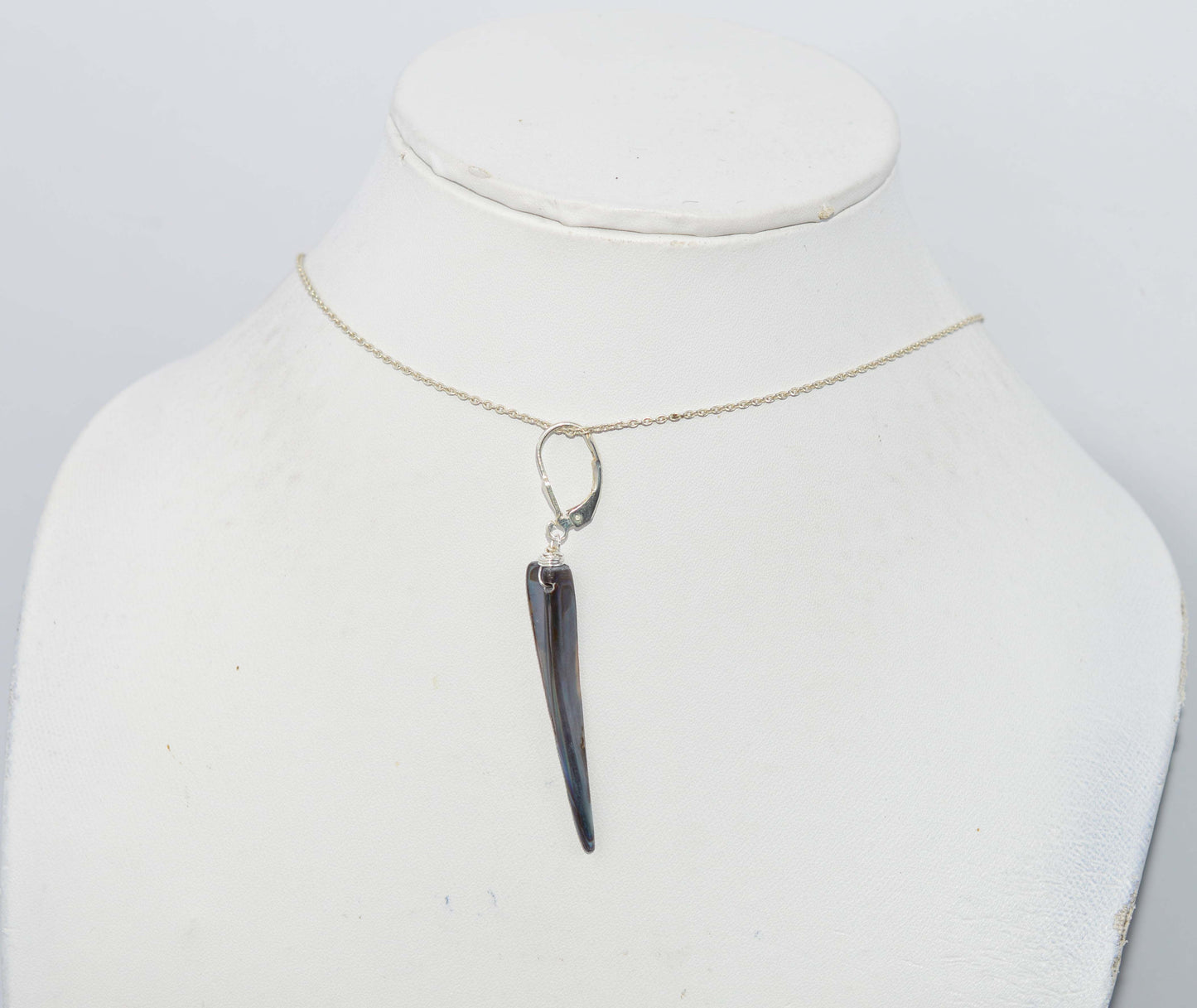 925 SOLID STERLING SILVER ABALONE SHELL CHAIN PENDANT - 18.3 INCH