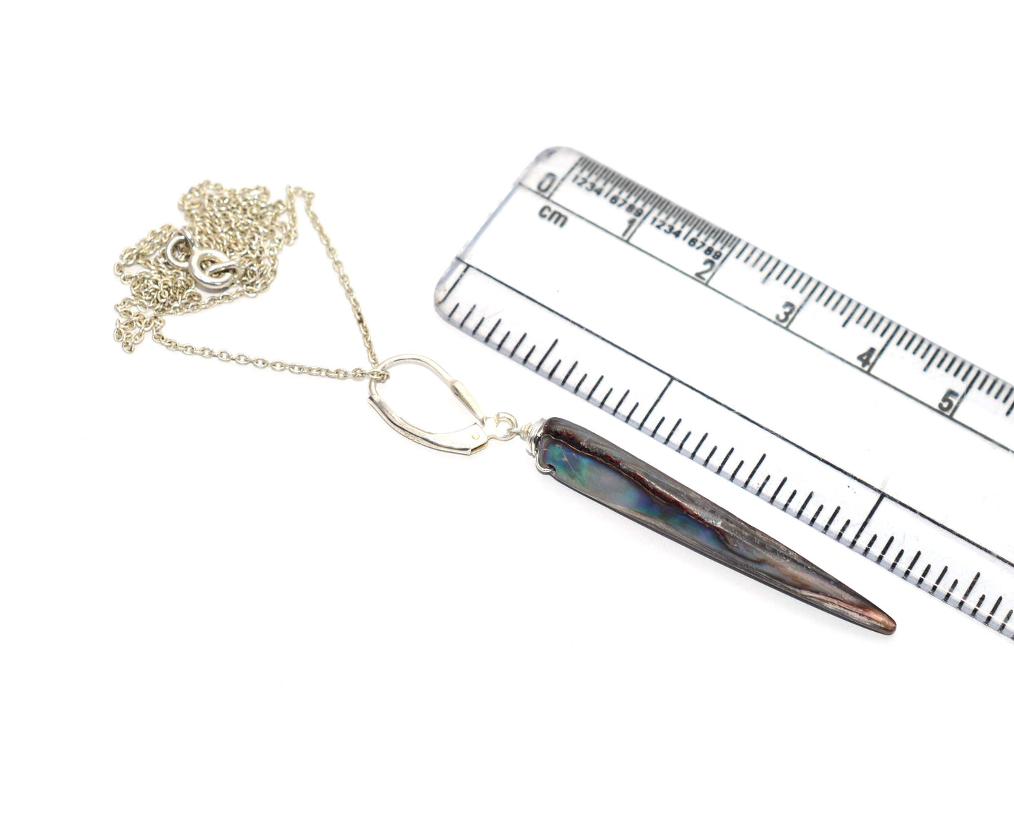 925 SOLID STERLING SILVER ABALONE SHELL CHAIN PENDANT - 18.3 INCH