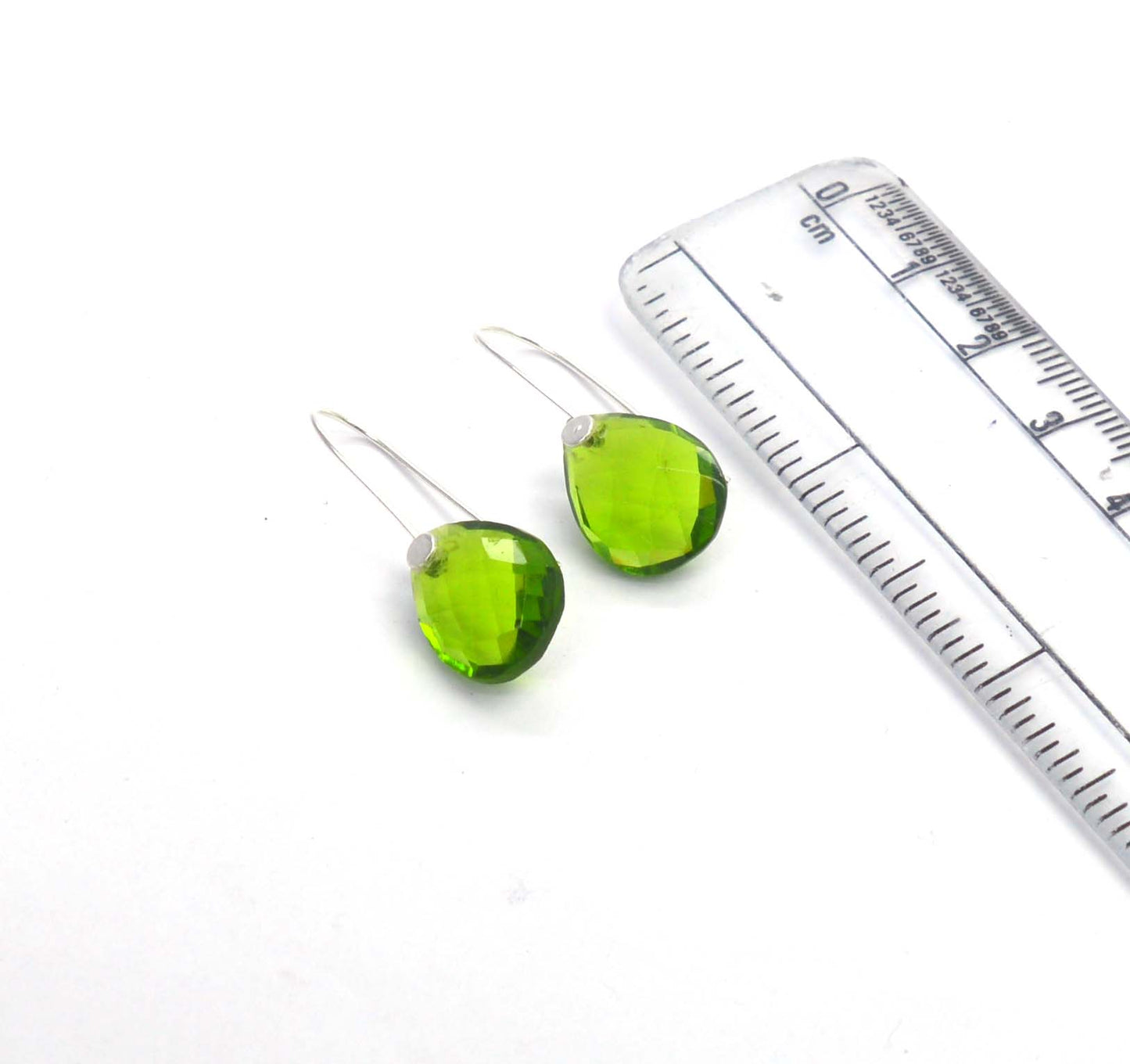 925 SOLID STERLING SILVER CUT GREEN PERIDOT HOOP EARRING -1.2 INCH