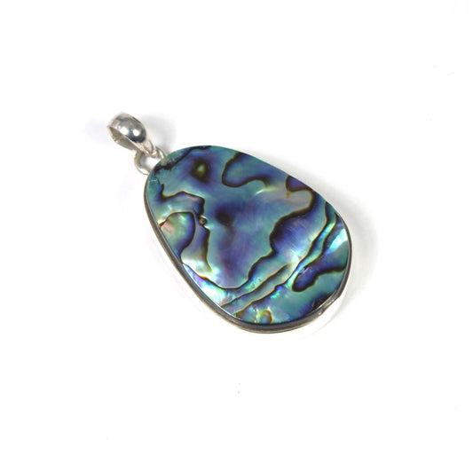925 Solid Sterling Silver Abalone Shell Pendant-1.8 Inch