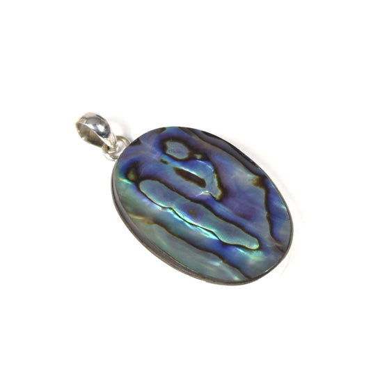 925 Solid Sterling Silver Abalone Shell Pendant-1.9 Inch