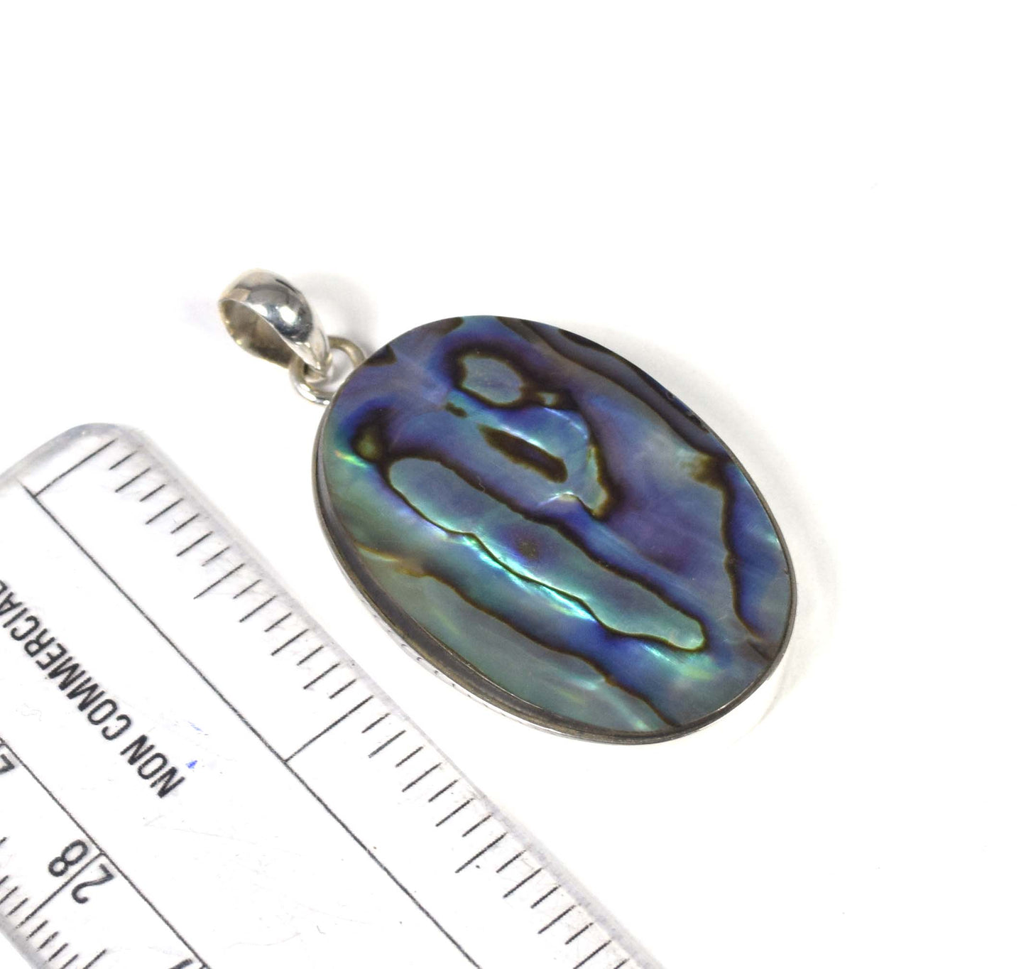 925 Solid Sterling Silver Abalone Shell Pendant-1.9 Inch