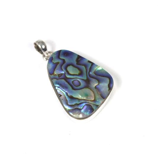 925 Solid Sterling Silver Abalone Shell Pendant-1.7 Inch