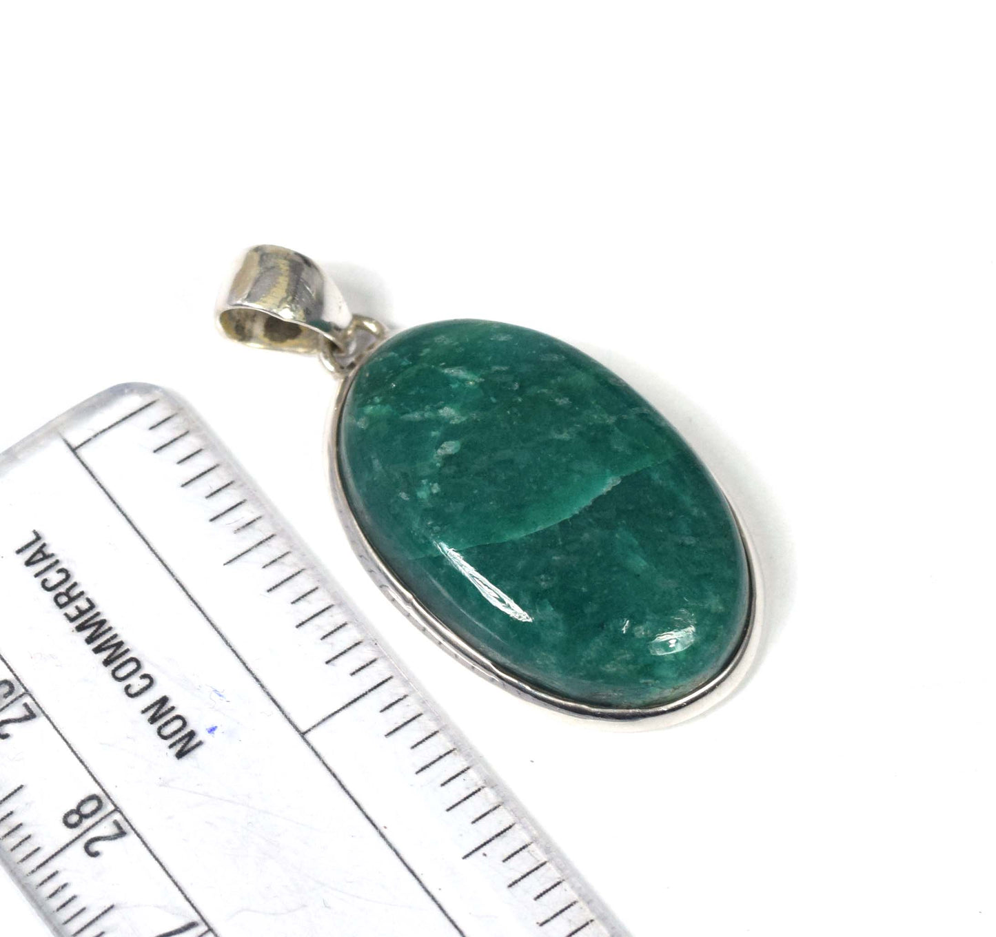925 Solid Sterling Silver Amazonite Pendant-1.8 Inch