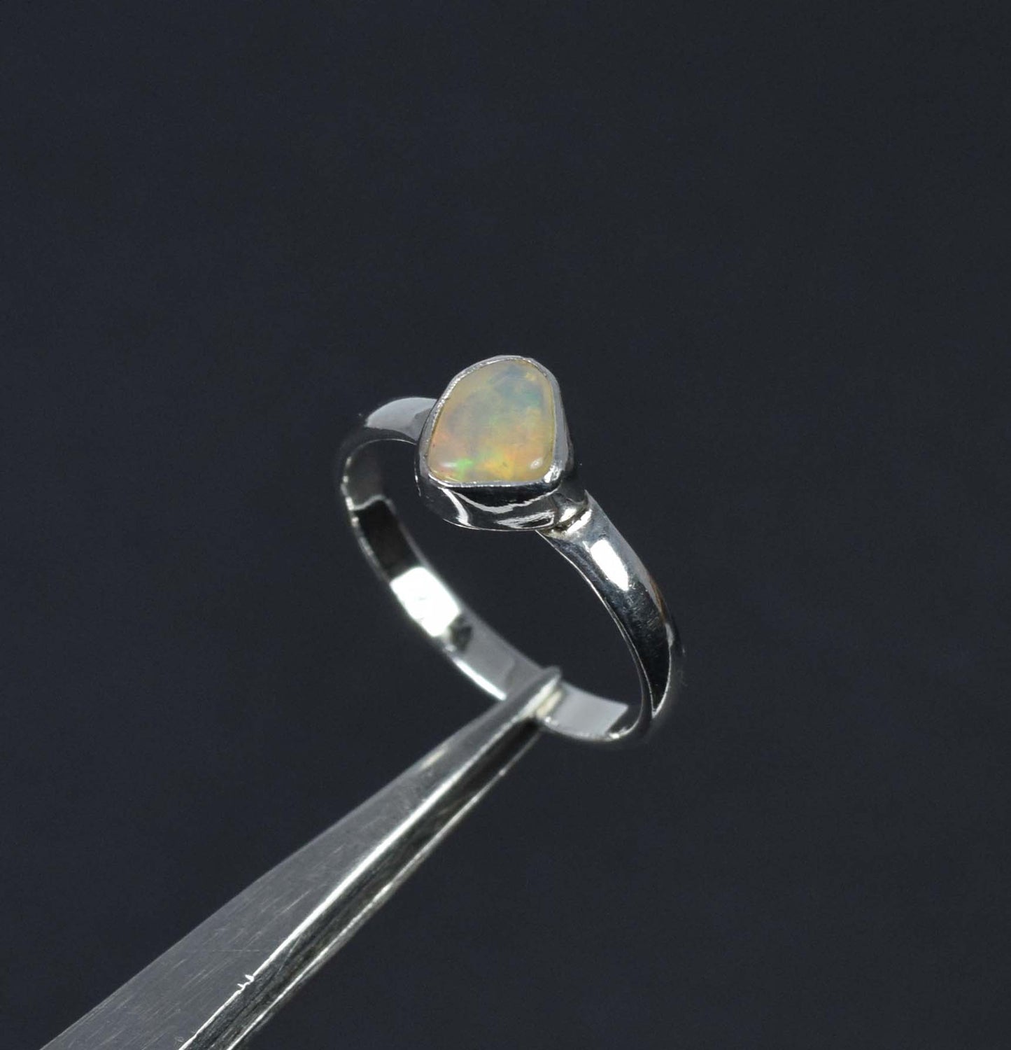 925 Solid Sterling Silver Natural Rough Ethiopian Opal Ring - 2.4 Grams